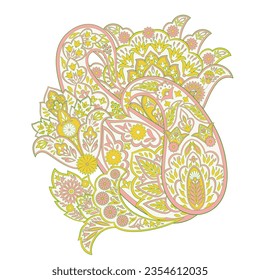 Paisley vector isolated pattern. Damask floral illustration in batik style