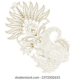 Paisley vector isolated pattern. Damask style Vintage illustration