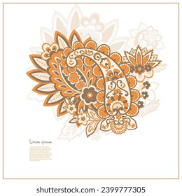 Paisley vector isolated pattern. Damask style Vintage illustration