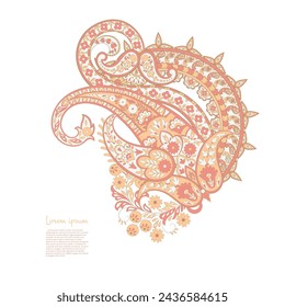 Paisley vector isolated pattern. Damask floral illustration in batik style