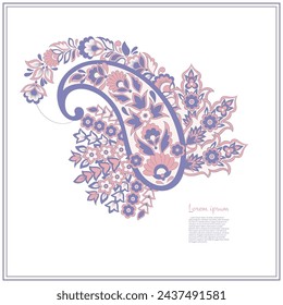 Paisley vector isolated pattern. Damask style Vintage illustration