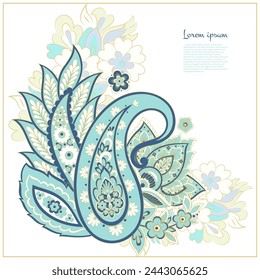 Paisley vector isolated pattern. Damask style Vintage illustration