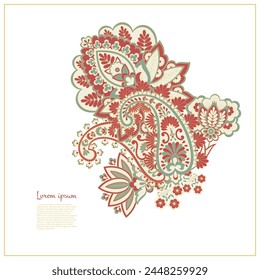 Paisley vector isolated pattern. Damask floral illustration in batik style