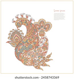 Paisley vector isolated pattern. Damask style Vintage illustration