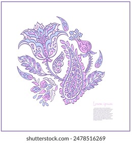 Paisley vector isolated pattern. Damask floral illustration in batik style