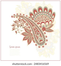 Paisley vector isolated pattern. Damask style Vintage illustration
