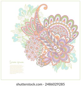 Paisley vector isolated pattern. Damask style Vintage illustration