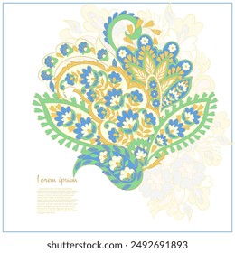 Paisley vector isolated pattern. Damask floral illustration in batik style
