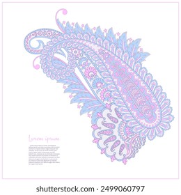 Paisley vector isolated pattern. Damask floral illustration in batik style