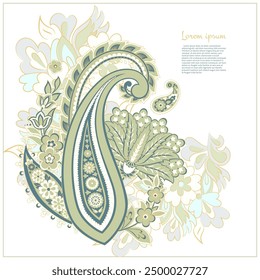 Paisley vector isolated pattern. Damask floral illustration in batik style