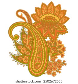 Paisley vector isolated pattern. Damask style Vintage illustration