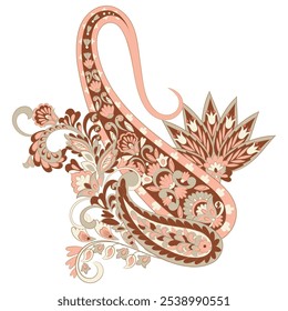 Paisley vector isolated pattern. Damask style Vintage illustration