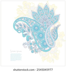 Paisley vector isolated pattern. Damask floral illustration in batik style