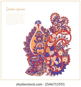 Padrão isolado do vetor de Paisley. Ilustração floral de damasco em estilo batik