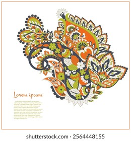 Paisley vector isolated pattern. Damask floral illustration in batik style