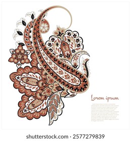 Paisley vector isolated pattern. Damask style Vintage illustration