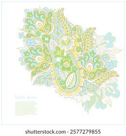 Paisley vector isolated pattern. Damask floral illustration in batik style