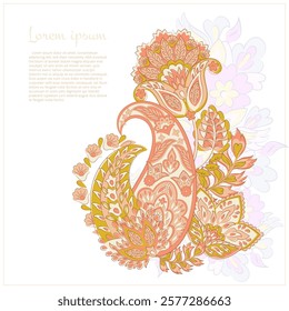 Paisley vector isolated pattern. Damask floral illustration in batik style