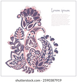 Paisley vector isolated pattern. Damask floral illustration in batik style