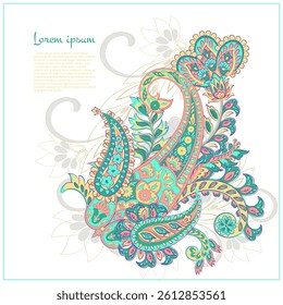 Paisley vector isolated pattern. Damask style Vintage illustration