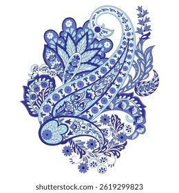 Padrão isolado do vetor de Paisley. Estilo Damask Ilustração vintage