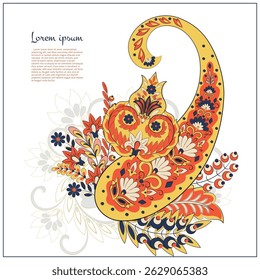 Paisley vector isolated pattern. Damask floral illustration in batik style