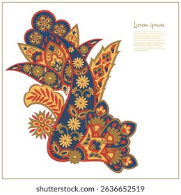 Paisley vector isolated pattern. Damask floral illustration in batik style
