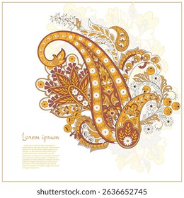 Paisley vector isolated pattern. Damask style Vintage illustration