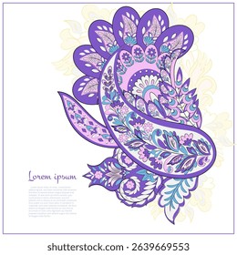 Paisley vector isolated pattern. Damask floral illustration in batik style