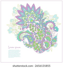 Padrão isolado do vetor de Paisley. Ilustração floral de damasco em estilo batik