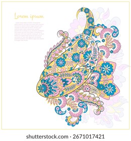 Paisley vector isolated pattern. Damask floral illustration in batik style
