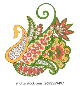 Padrão isolado do vetor de Paisley. Estilo Damask Ilustração vintage