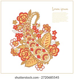 Patrón aislado del Vector de Paisley. Ilustración floral de damasco en estilo batik