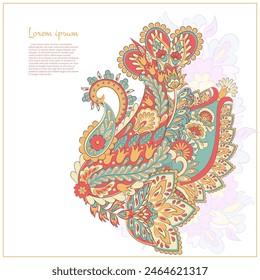 Vector Paisley aislado patrón. Fantástica flor, hojas. Estampado textil bohemio. Batik pintando. Antiguas