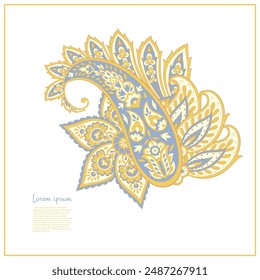 Paisley vector isolated pattern. Fantastic flower, leaves. Textile bohemian print. Batik painting. Vintage