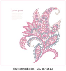 Paisley vector isolated pattern. Fantastic flower, leaves. Textile bohemian print. Batik painting. Vintage