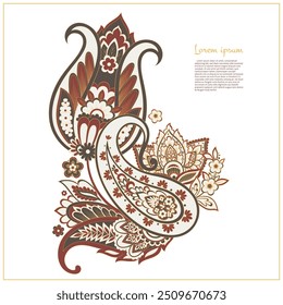 Paisley vector isolated pattern. Fantastic flower, leaves. Textile bohemian print. Batik painting. Vintage