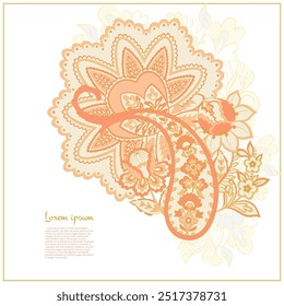 Patrón aislado del Vector de Paisley. Fantástica flor, hojas. Estampado bohemio textil. Pintura Batik. Antiguas