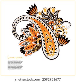 Paisley vector isolated pattern. Fantastic flower, leaves. Textile bohemian print. Batik painting. Vintage