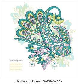 Paisley vector isolated pattern. Fantastic flower, leaves. Textile bohemian print. Batik painting. Vintage