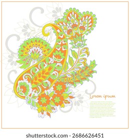 Paisley vector isolated pattern. Fantastic flower, leaves. Textile bohemian print. Batik painting. Vintage