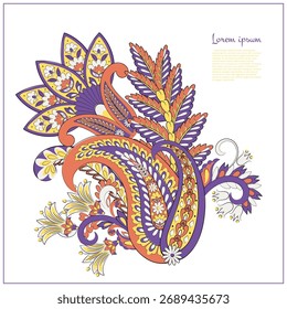 Paisley, Vektormuster, isoliert. Fantastische Blume, Blätter. Textil Bohemian Print. Batik-Malerei. Vintage