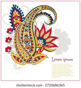 Paisley vector isolated pattern. Fantastic flower, leaves. Textile bohemian print. Batik painting. Vintage