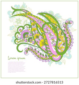 Paisley, Vektormuster, isoliert. Fantastische Blume, Blätter. Textil Bohemian Print. Batik-Malerei. Vintage