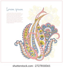 Paisley, Vektormuster, isoliert. Fantastische Blume, Blätter. Textil Bohemian Print. Batik-Malerei. Vintage