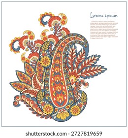 Paisley, Vektormuster, isoliert. Fantastische Blume, Blätter. Textil Bohemian Print. Batik-Malerei. Vintage