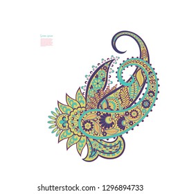 Paisley vector isolated pattern. Floral Vintage illustration