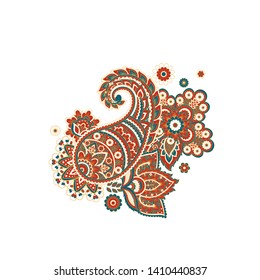Patrón aislado vector Paisley. Ilustración de cosecha floral