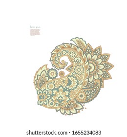 Patrón aislado vector Paisley. Ilustración de cosecha floral