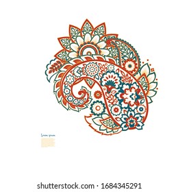 Patrón aislado vector Paisley. Ilustración de cosecha floral